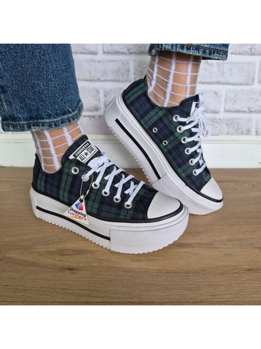 Converse Lift Double Stack Platform Plaid 11.5 Women Shoes Sneaker Black A16517C